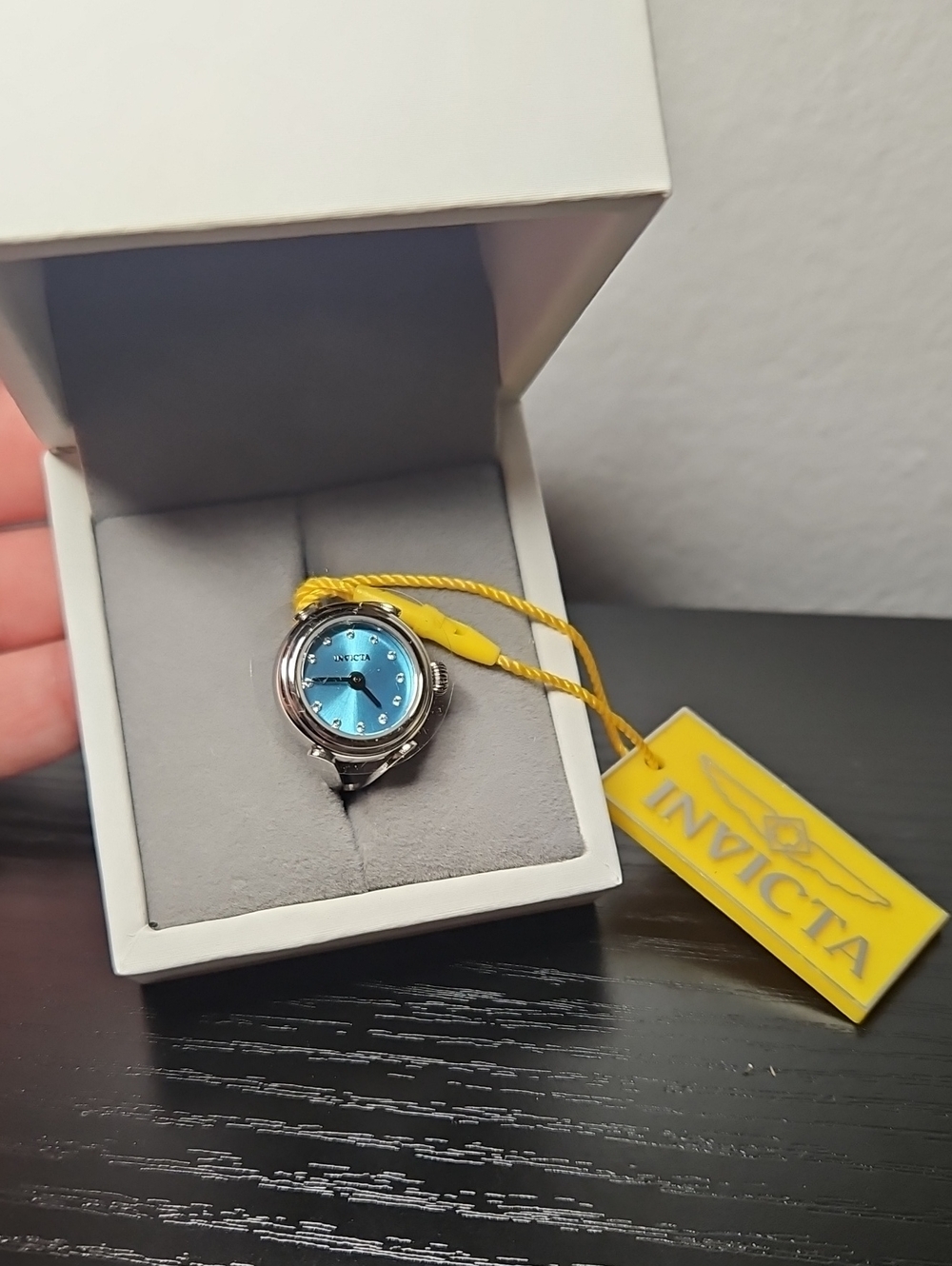 Invicta Silver Tone Ring Watch with Blue Dial NWT